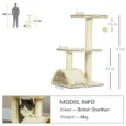 Cat Tree with Scratching Post 72cm – Cream white