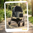 Three-in-One Pet Stroller with Detachable Carrier – Grey