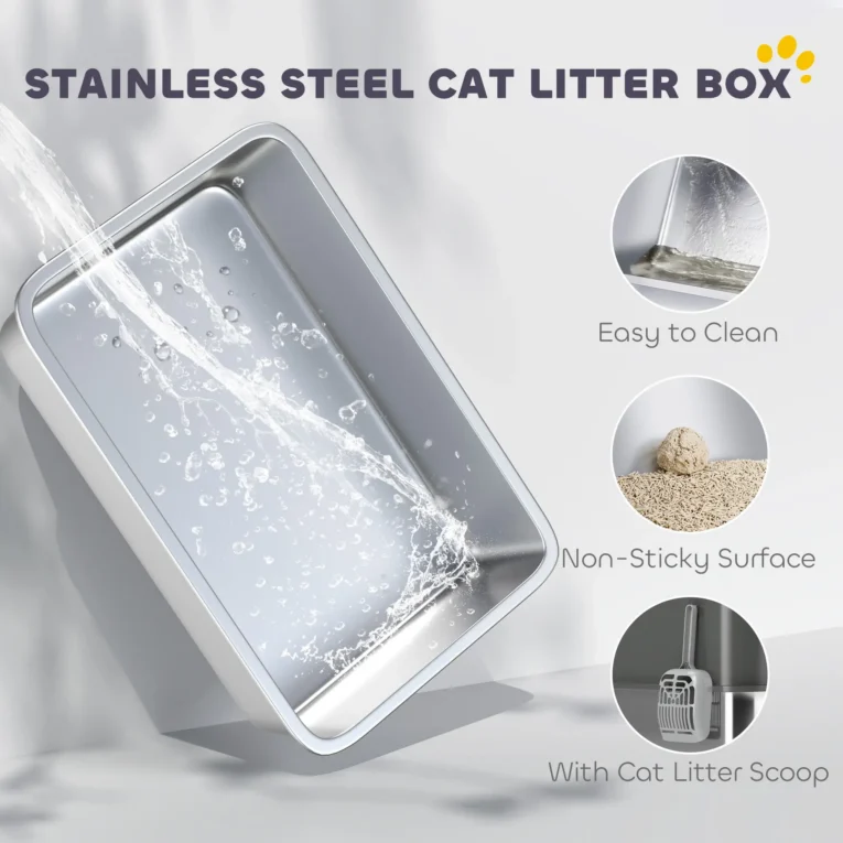Stainless Steel Enclosed Cat Litter Box – Dark Grey