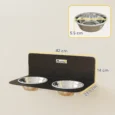 Wall-Mounted Adjustable Double Dog Bowls – Black, 800ml Each