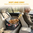Padded Dog Car Booster Seat with Storage Pockets – Grey, 50cm