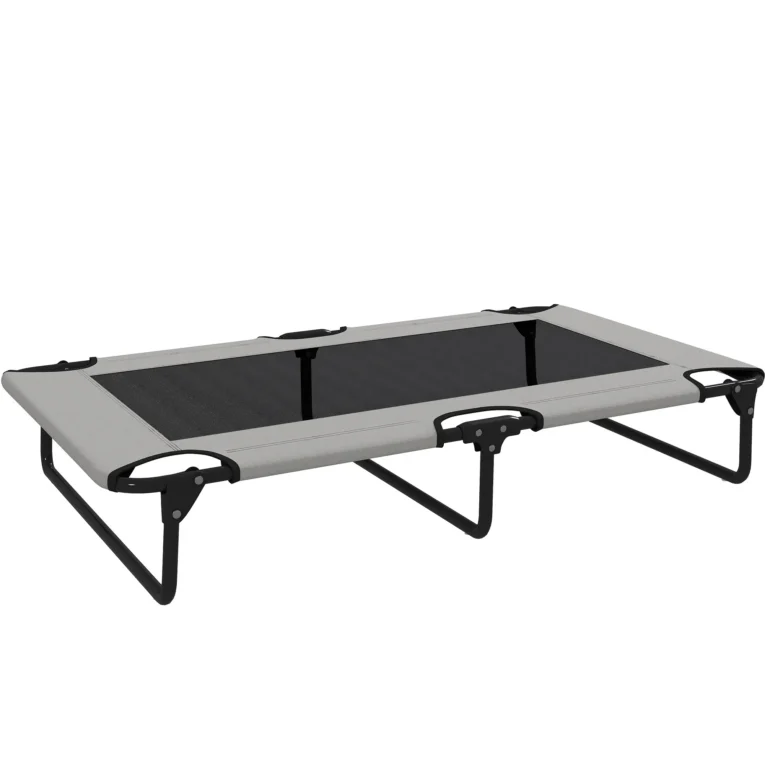 Folding Raised Dog Bed – Light Grey, 107cm