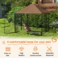 Outdoor Dog Kennel Play Pen with Canopy 141x141cm – Black, Brown