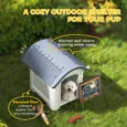 Raised Plastic Dog Kennel with Removable Floor – Grey, 71cm