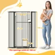 135cm Tall Steel Dog Gate with Cat Door and Extensions – Black