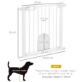 Pet Safety Gate Pressure Fit with Cat Flap – White