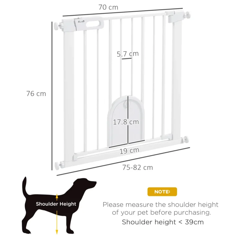 Pet Safety Gate Pressure Fit with Cat Flap – White Pet Safety Gate Pressure Fit with Cat Flap – White