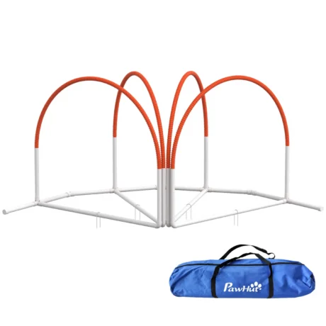 Four-Piece Dog Agility Set with Carry Bag – Orange and White