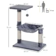 Cat Tower with Hammock and Top Perch – Grey, 70cm