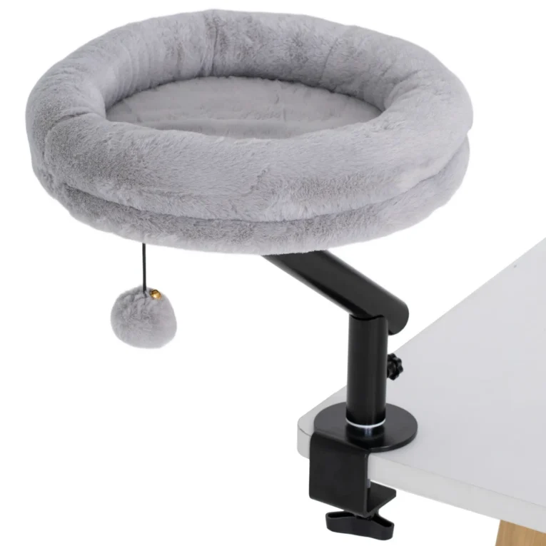 Rotating Clamp-On Cat Hammock for Desks – Grey, 35cm Rotating Clamp-On Cat Hammock for Desks – Grey, 35cm