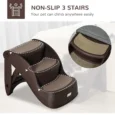 Folding Three-Step Pet Stairs – Brown, 38cm