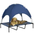 Elevated Dog Cot with Canopy 122x92cm – Dark Blue