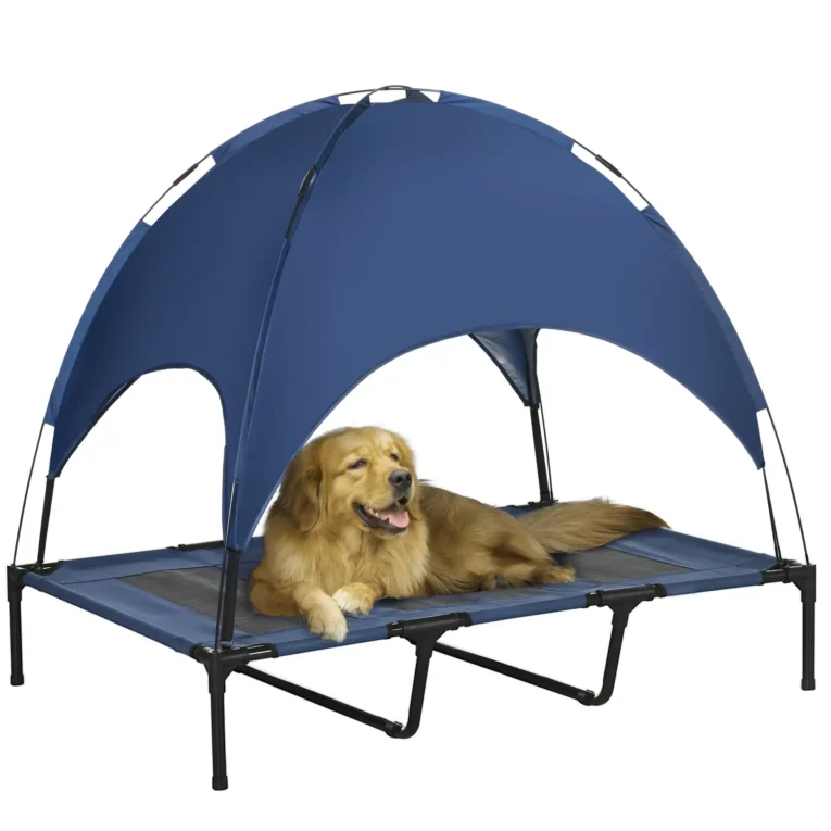Elevated Dog Cot with Canopy 122x92cm – Dark Blue
