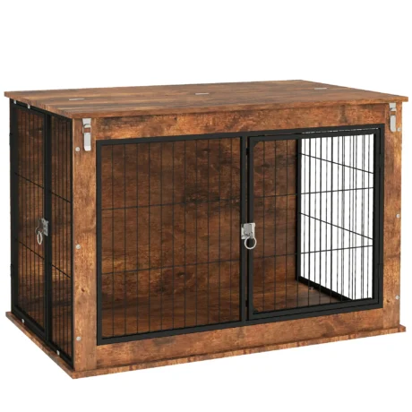 Dog Crate Furniture with Opening Top – Rustic Brown, 98cm