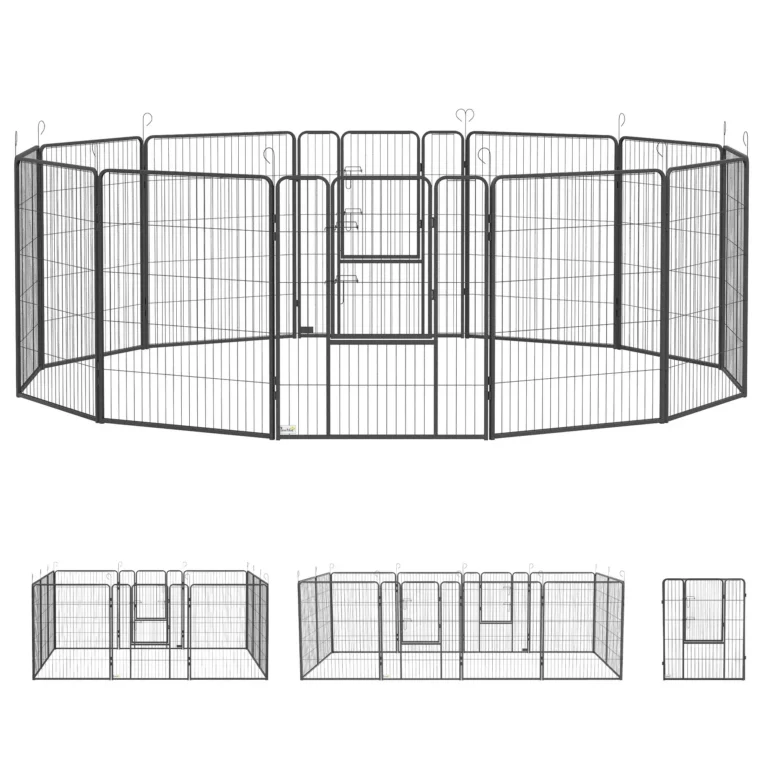Heavy Duty Puppy Playpen 12 Panels – Grey Heavy Duty Puppy Playpen 12 Panels – Grey