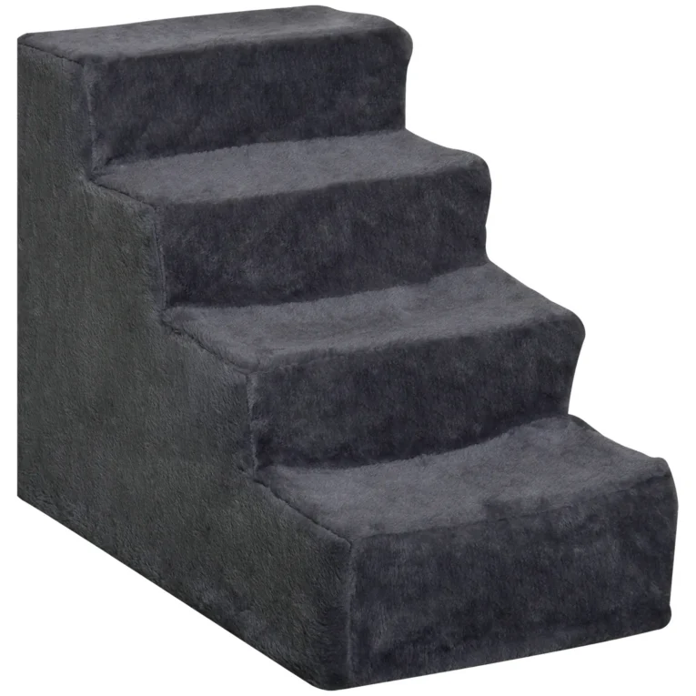 Dog Stairs 4-Step Plush Cover – Dark grey