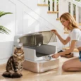 XXL Enclosed Steel Cat Litter Box with Dual Entry – Grey, 70cm