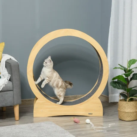 Wooden Cat Exercise Wheel with Brake – 76cm Inner Diameter