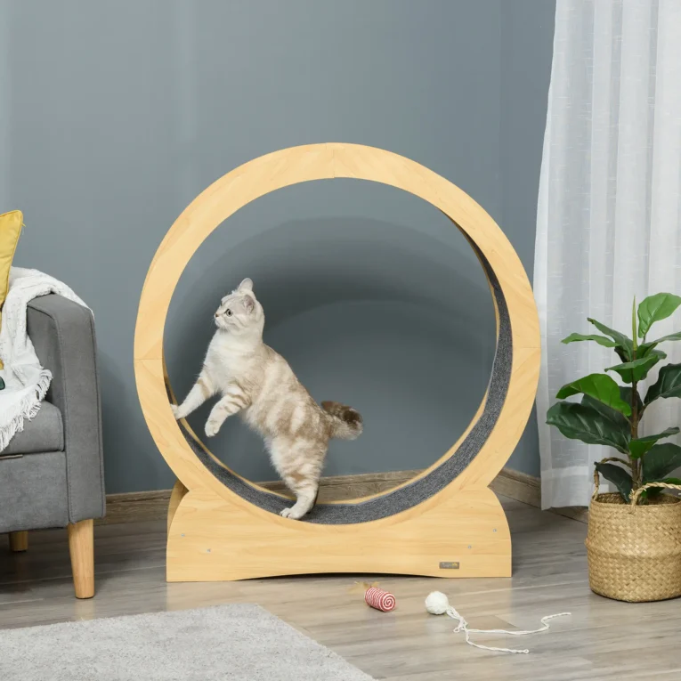 Wooden Cat Exercise Wheel with Brake – 76cm Inner Diameter