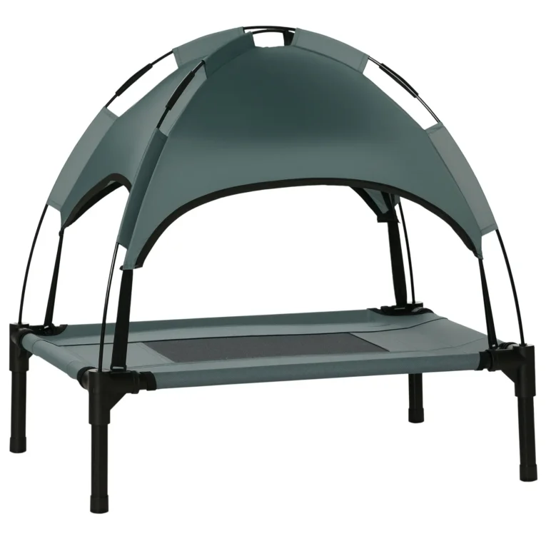 Elevated Dog Bed Cot with Canopy 61x46cm – Grey, Black