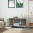 Cat Litter Enclosure with Side Scratching Board – Grey, 91cm