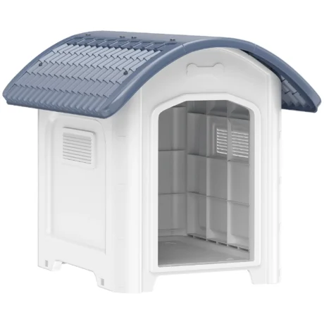 Raised Plastic Dog Kennel with Removable Floor &ndash; Grey, 71cm