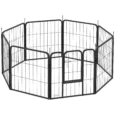 Eight-Panel Steel Dog Playpen with Gate – Black, 60cm High