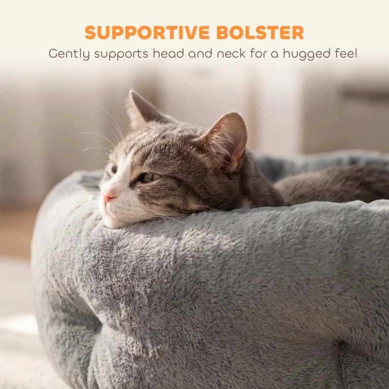 Reversible Round Bolster Pet Bed – Dark Grey, 62cm