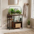 Aquarium Stand with Storage and Power Outlets – Tiger Wood Effect