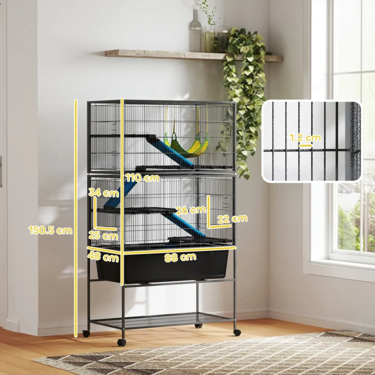 Tall Small-Animal Cage with Platforms and Hammock – Dark Grey Tall Small-Animal Cage with Platforms and Hammock – Dark Grey