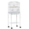 Bird Cage with Wheeled Stand and Swing – White, 124cm