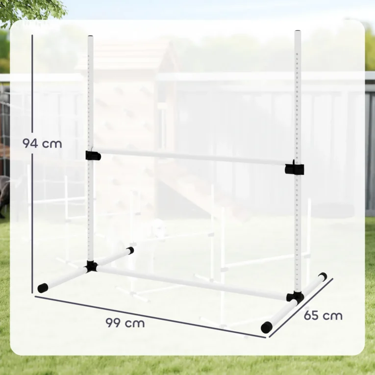 Four Adjustable Dog Agility Jumps with Carry Bag – White