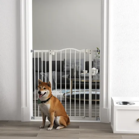 Tall Dog Gate with Extension – White, 94cm High