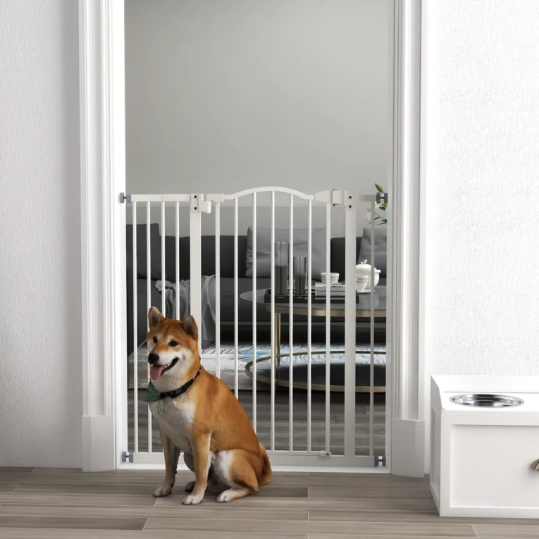 Tall Dog Gate with Extension – White, 94cm High