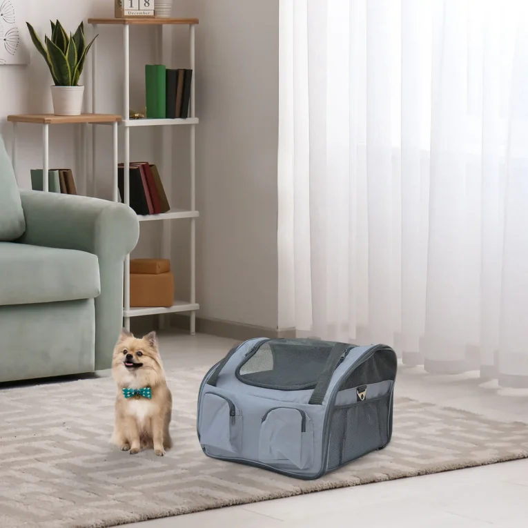 Folding Soft-Sided Pet Carrier – Grey, 41cm