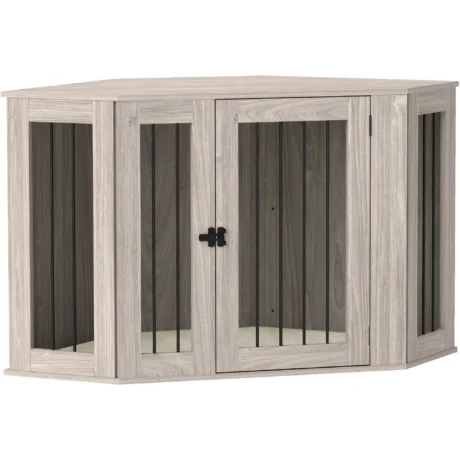 Furniture Dog Crate with Cushion – Walnut Brown, 121.6cm