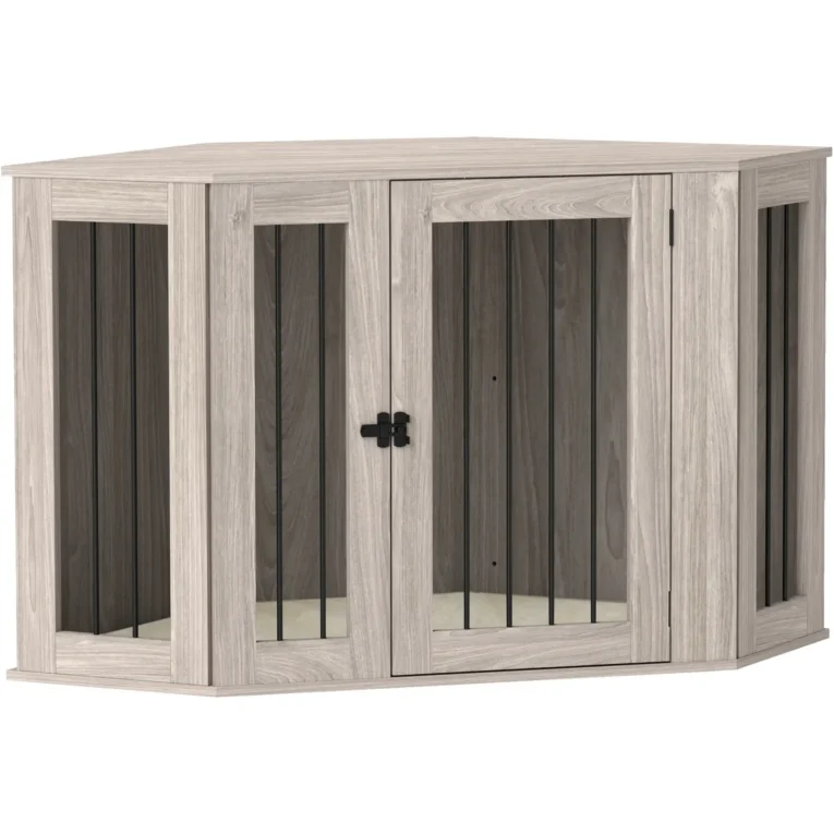 Furniture Dog Crate with Cushion – Walnut Brown, 121.6cm