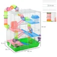 5-Tier Hamster Cage Habitat with Tunnel and Wheels – Green and White
