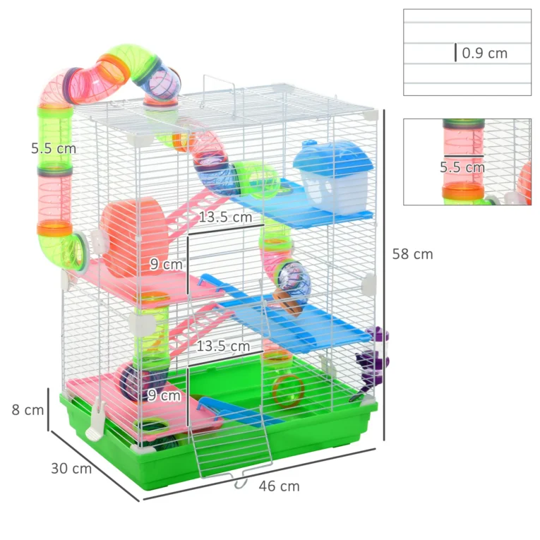 5-Tier Hamster Cage Habitat with Tunnel and Wheels – Green and White 5-Tier Hamster Cage Habitat with Tunnel and Wheels – Green and White