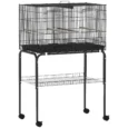 Divided Bird Cage with Storage Stand – Black, 116cm High