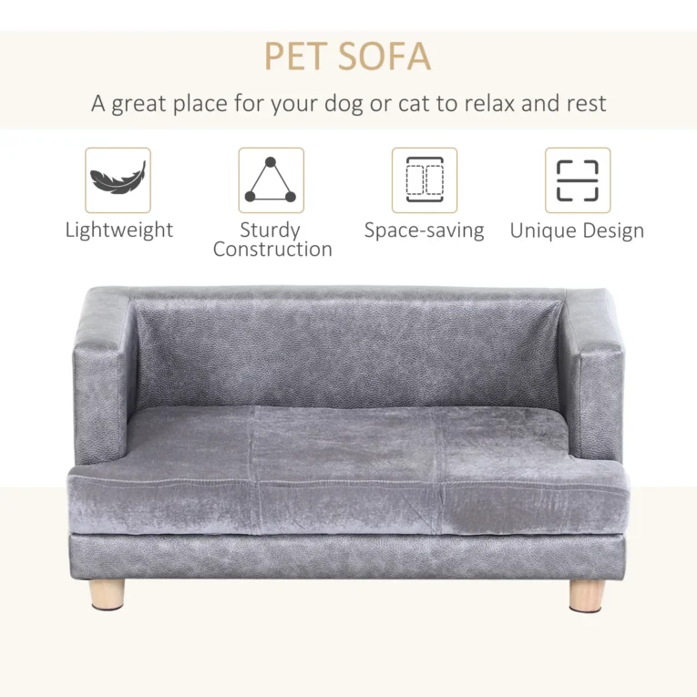Dog Sofa Bed Elevated Pet Chair – Grey