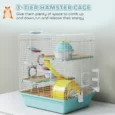 3-Level Hamster Cage with Wheel and Tunnel – Blue