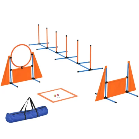 Portable Dog Agility Set with Jumps and Weave Poles – Orange