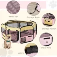 Fabric Pet Playpen Small Dia 90x41cm – Beige and Pink
