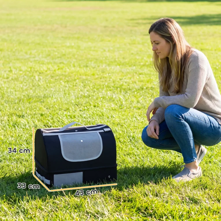 Portable Foldable Cat Litter Box with Lid – Black, Grey