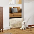Portable Freestanding Dog Gate – Natural Wood, 75 × 53cm