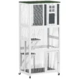 Tall Wheeled Cat Enclosure with Platforms – White and Grey
