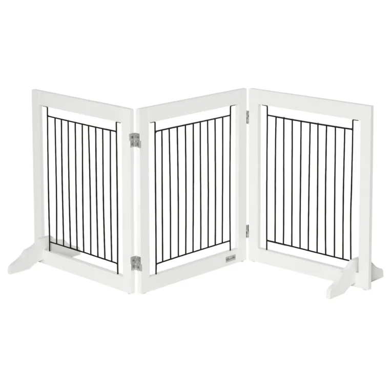 Three-Panel Freestanding Dog Gate – White, 61cm