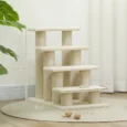 Four-Step Pet Stairs with Faux-Fur Covering – Cream, 60cm High