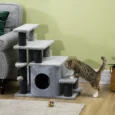 Four-Level Cat Steps with Den – Grey, 66cm